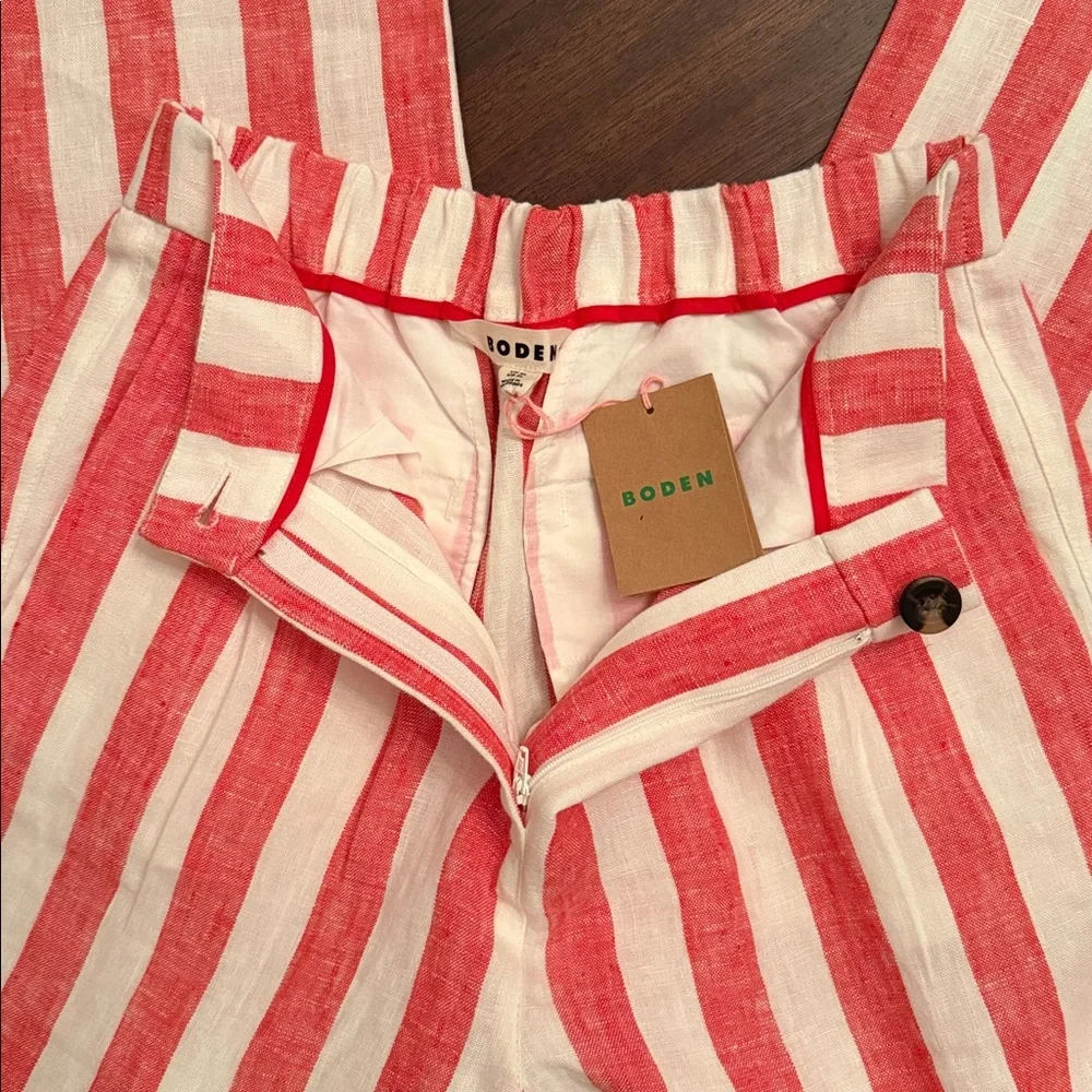 NWT Boden Linen Wide Leg Dulwich Pants in Red & White Stripes - Picture 4 of 5